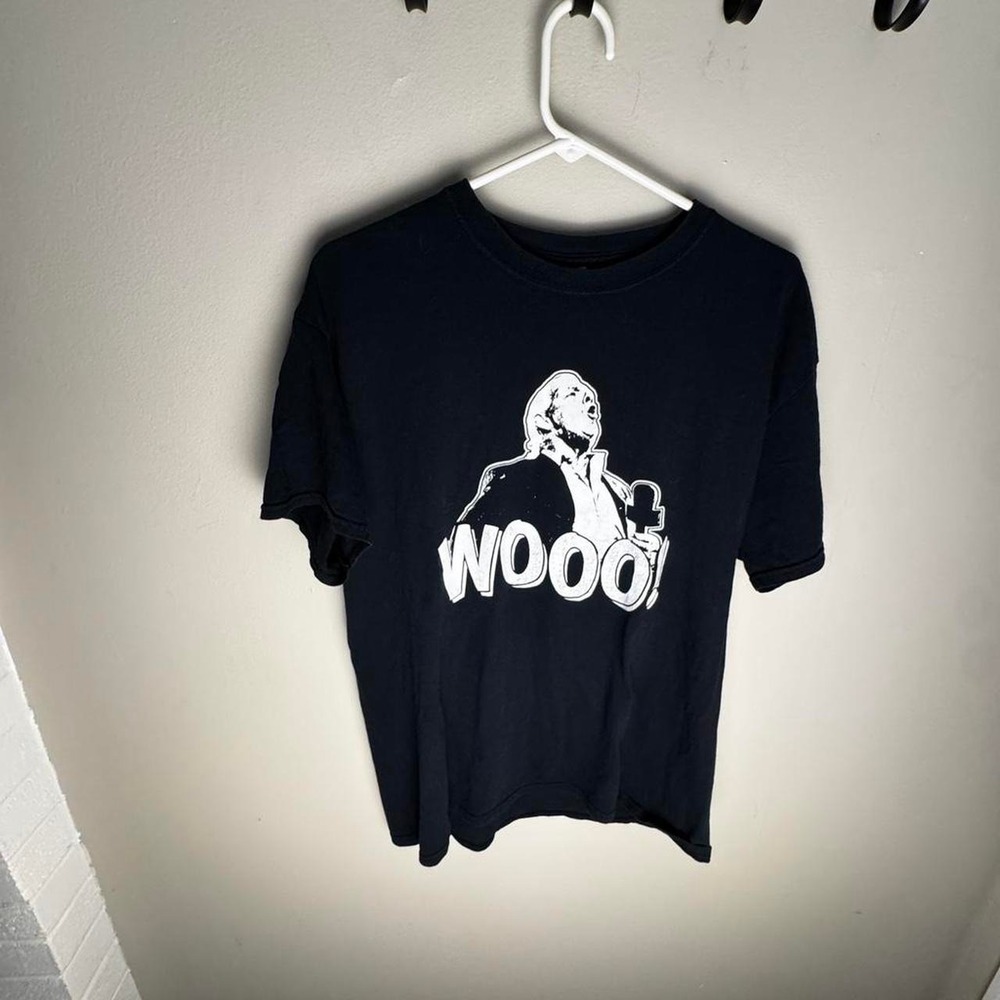 Gildan Ric Flair WOOO Graphic Tee Black Mens Large Heavy Cotton Wrestling Shirt